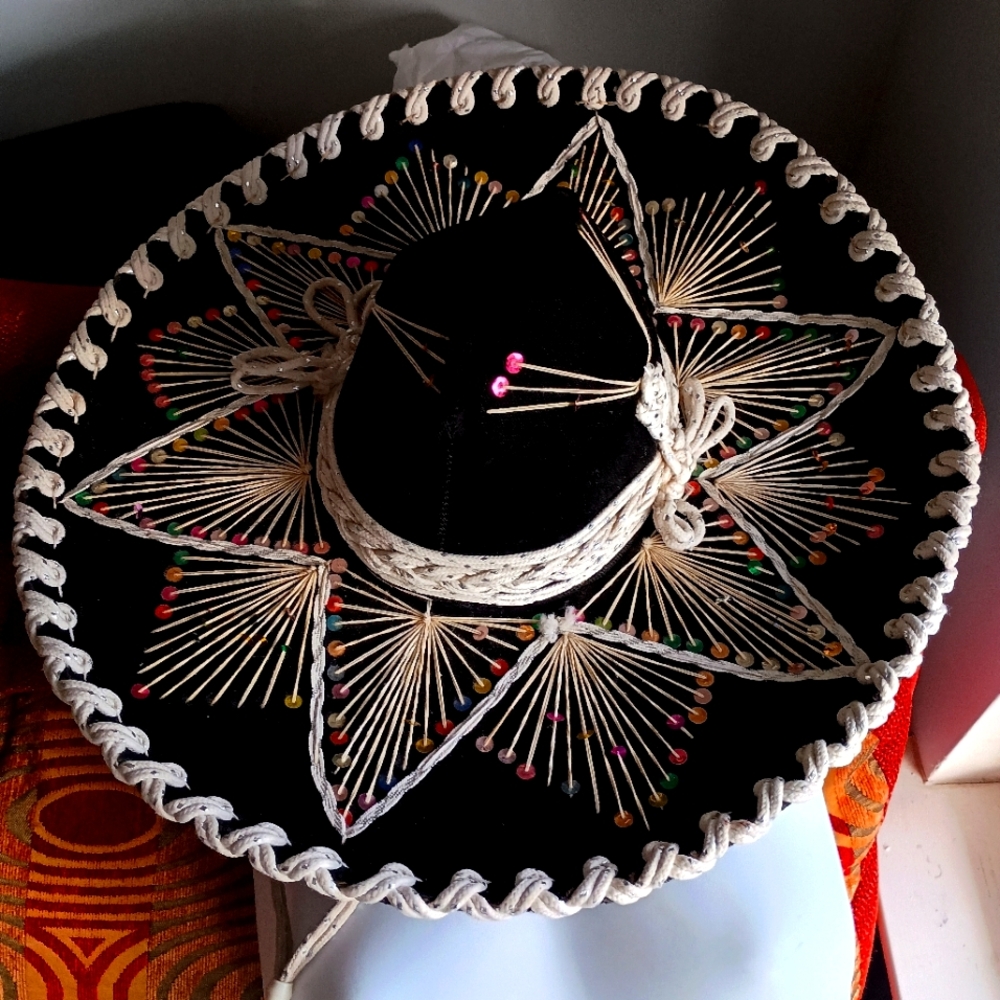 Mexican Designer Felt Sombrero $49.+ FREE hat . Hat is practically new